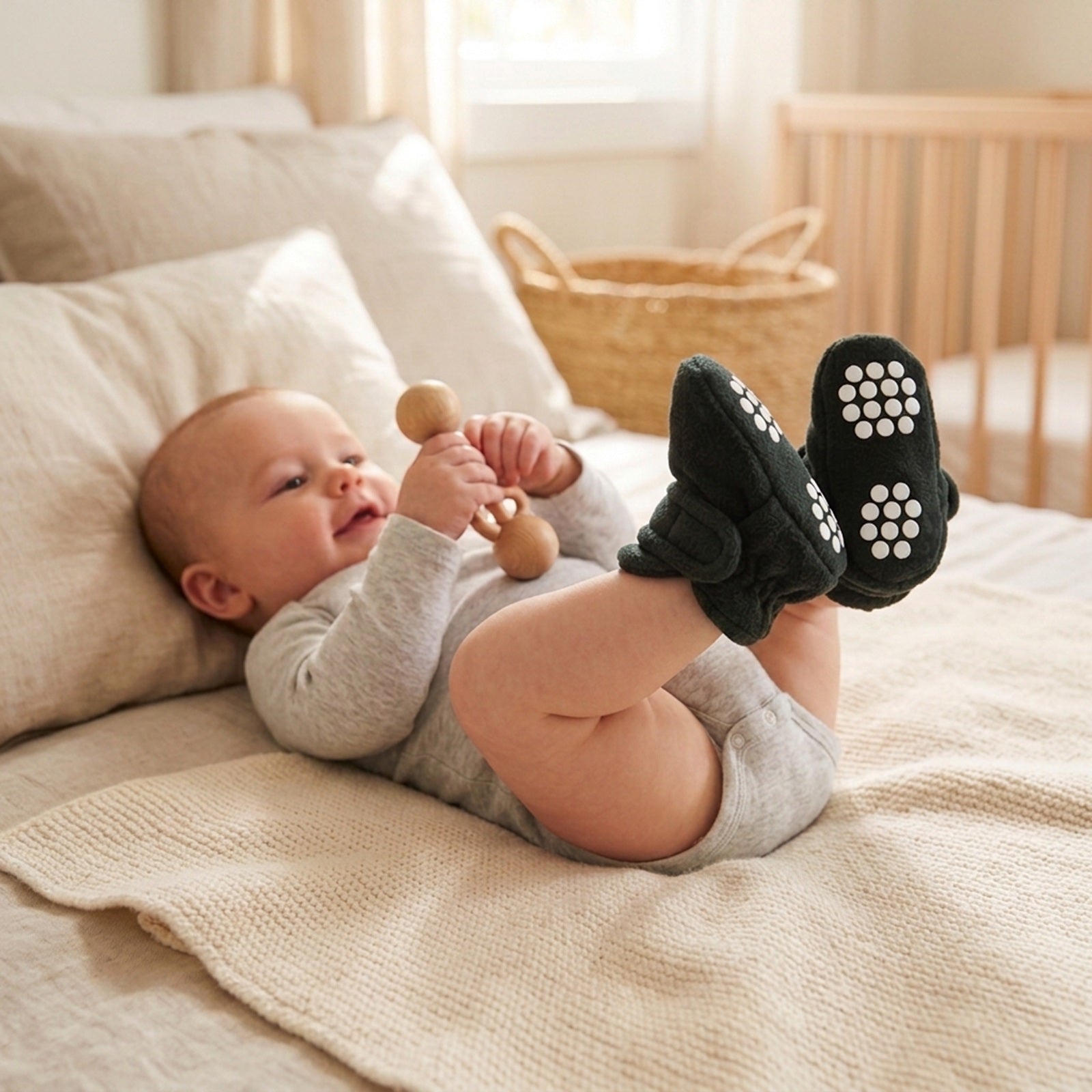 Wrapables Fleece Baby Booties with Anti-Skid Bottoms