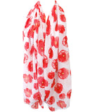 Wrapables Lightweight Poppy Floral Print Long Scarf, White