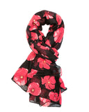 Wrapables Lightweight Poppy Floral Print Long Scarf, Black