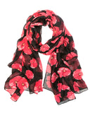 Wrapables Lightweight Poppy Floral Print Long Scarf, Black