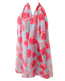 Wrapables Lightweight Poppy Floral Print Long Scarf, Gray