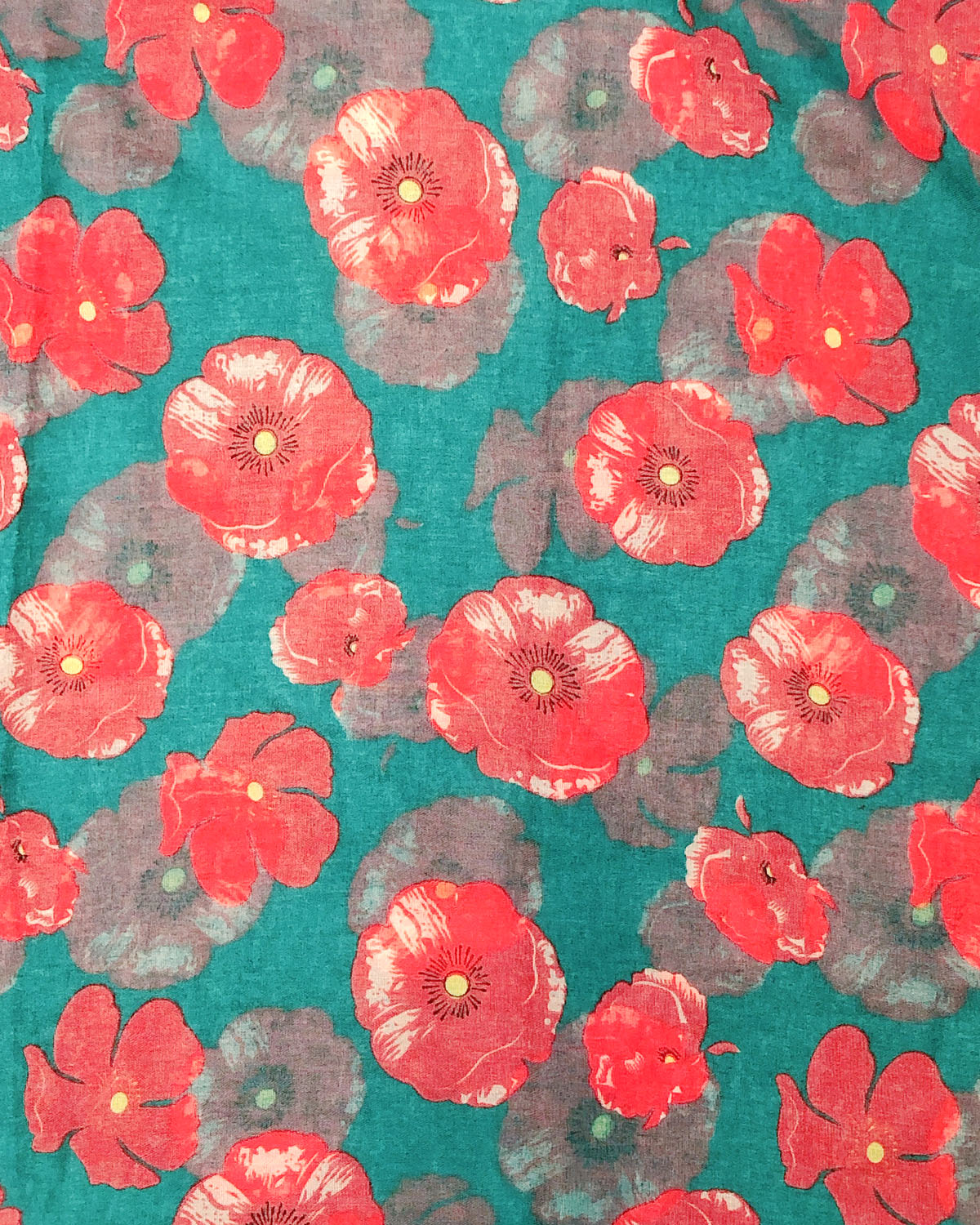 Wrapables Lightweight Poppy Floral Print Long Scarf, Teal