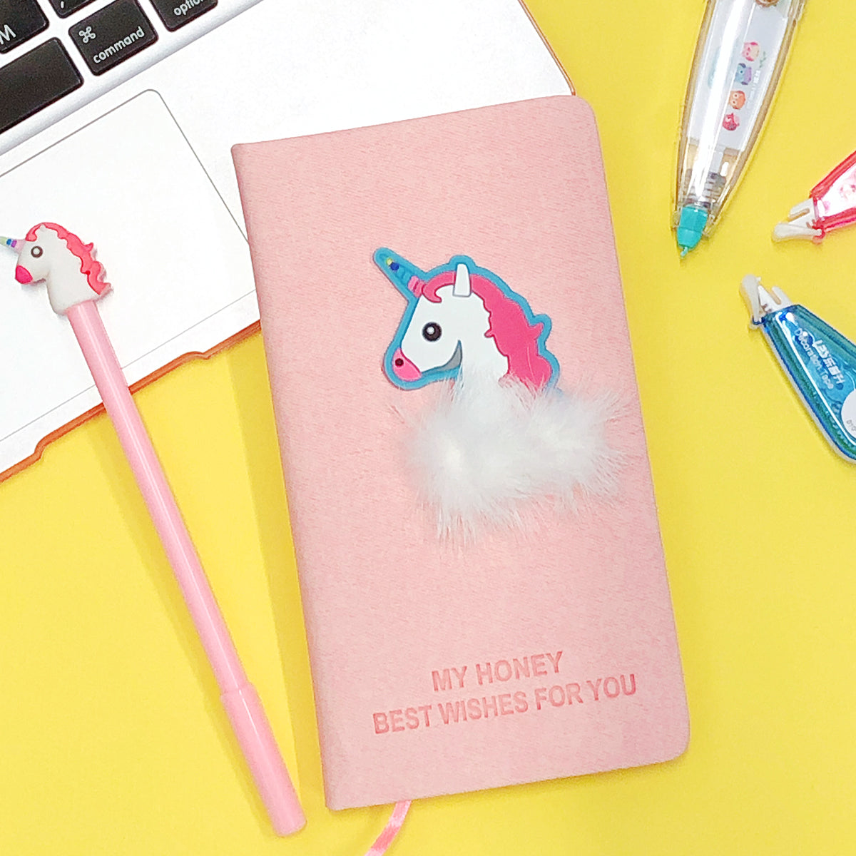 Wrapables Cute Notebook Gel Pen Set, Diary Journal Gift Set, Unicorn