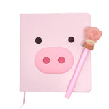 Wrapables Cute Notebook Gel Pen Set, Diary Journal Gift Set, Pink Piggy