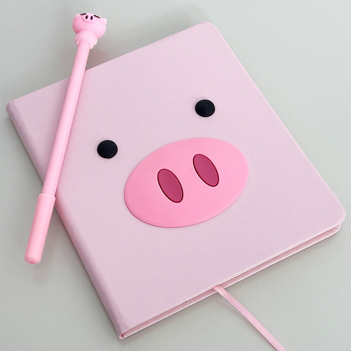 Wrapables Cute Notebook Gel Pen Set, Diary Journal Gift Set, Pink Piggy