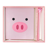 Wrapables Cute Notebook Gel Pen Set, Diary Journal Gift Set, Pink Piggy