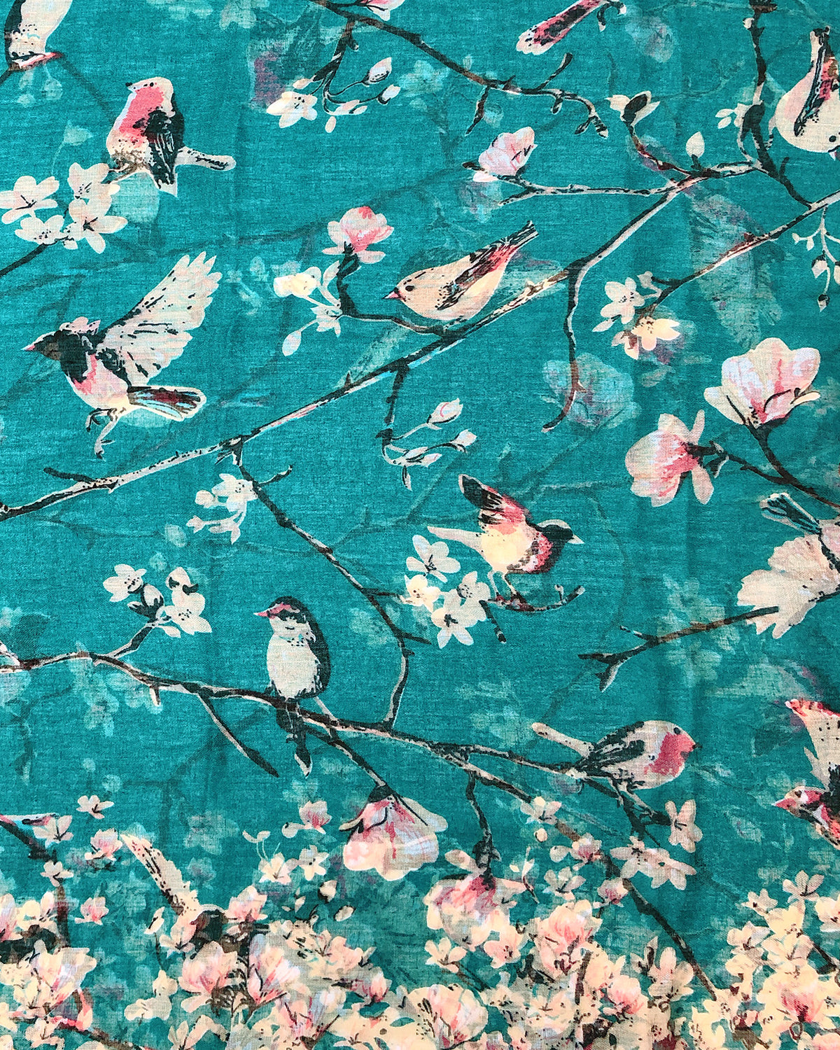 Wrapables Lightweight Vintage Floral Bird Print Long Scarf Wrap, Teal