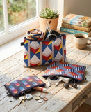 LOQI GEOMETRIC Circles, Stripes, Triangles Zip Pockets
