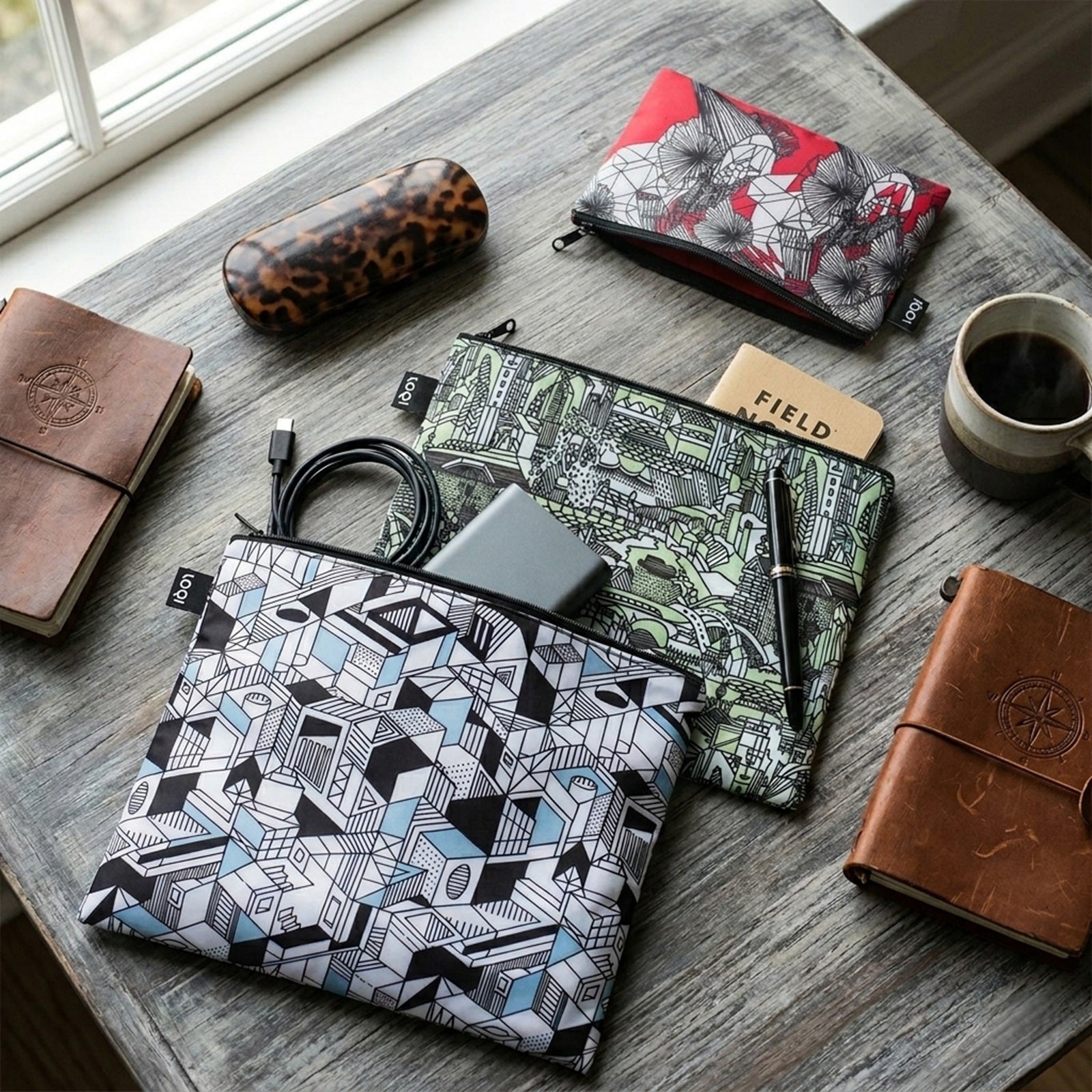 LOQI PEN ART Bloom, Field, City Zip Pockets