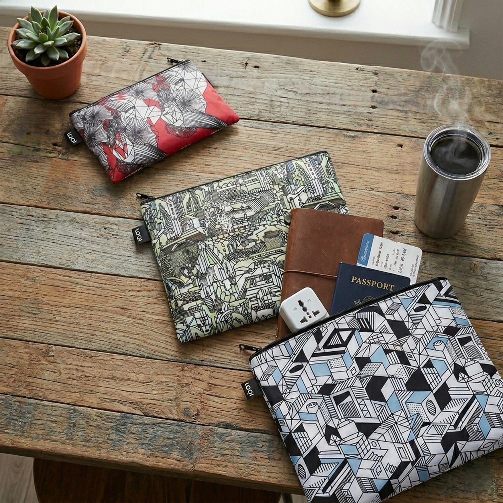 LOQI PEN ART Bloom, Field, City Zip Pockets