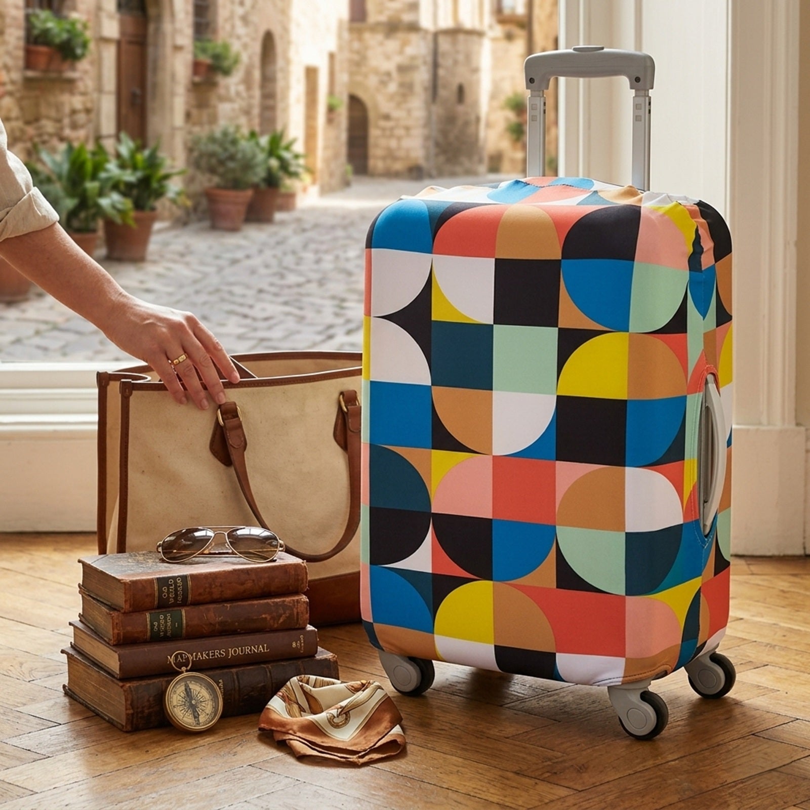 LOQI ECHO Circles Luggage Cover M