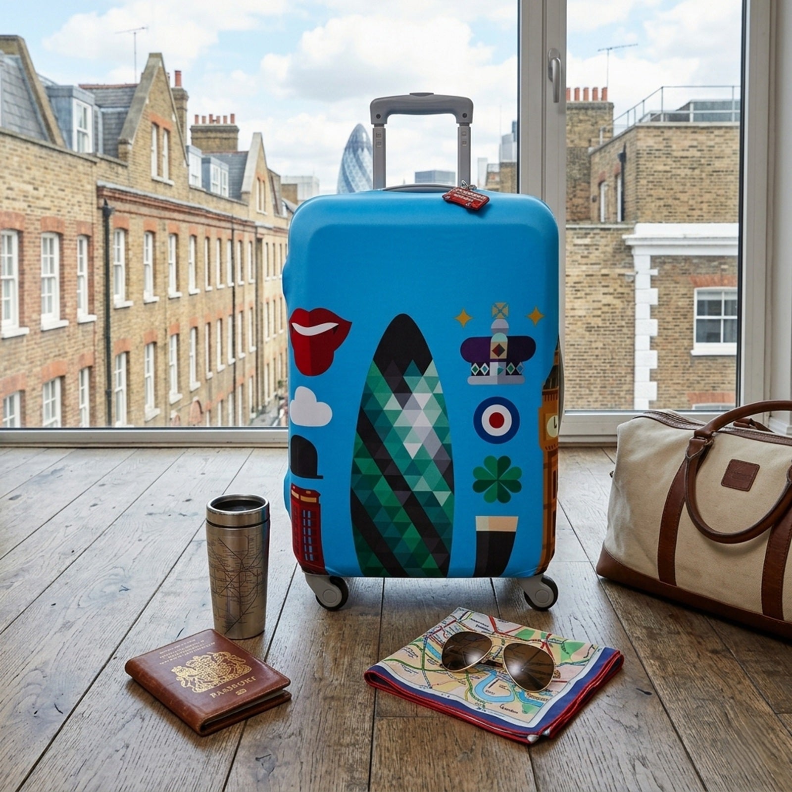 LOQI HEY STUDIO London Luggage Cover M