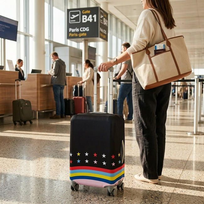 LOQI Medium TRAVEL Stars & Stripes Luggage Cover
