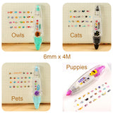 Wrapables Novelty Sticker Machine Pens, Decorative Stationery Supplies for Home Office School, Cartoon Animals
