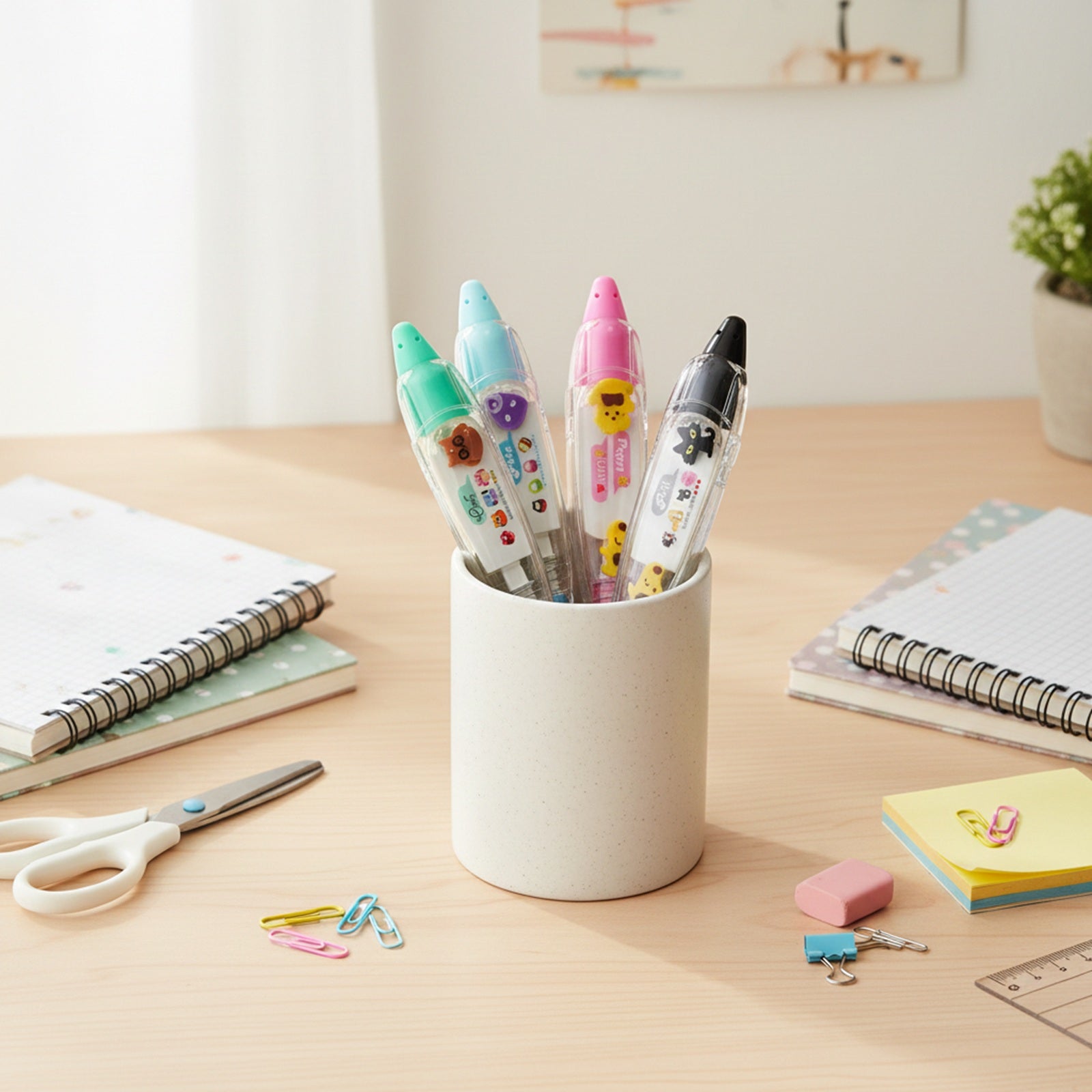 Wrapables Novelty Sticker Machine Pens, Decorative Stationery Supplies for Home Office School, Cartoon Animals