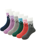 Wrapables Children's Thick Winter Warm Wool Socks (Set of 6), Cats, L