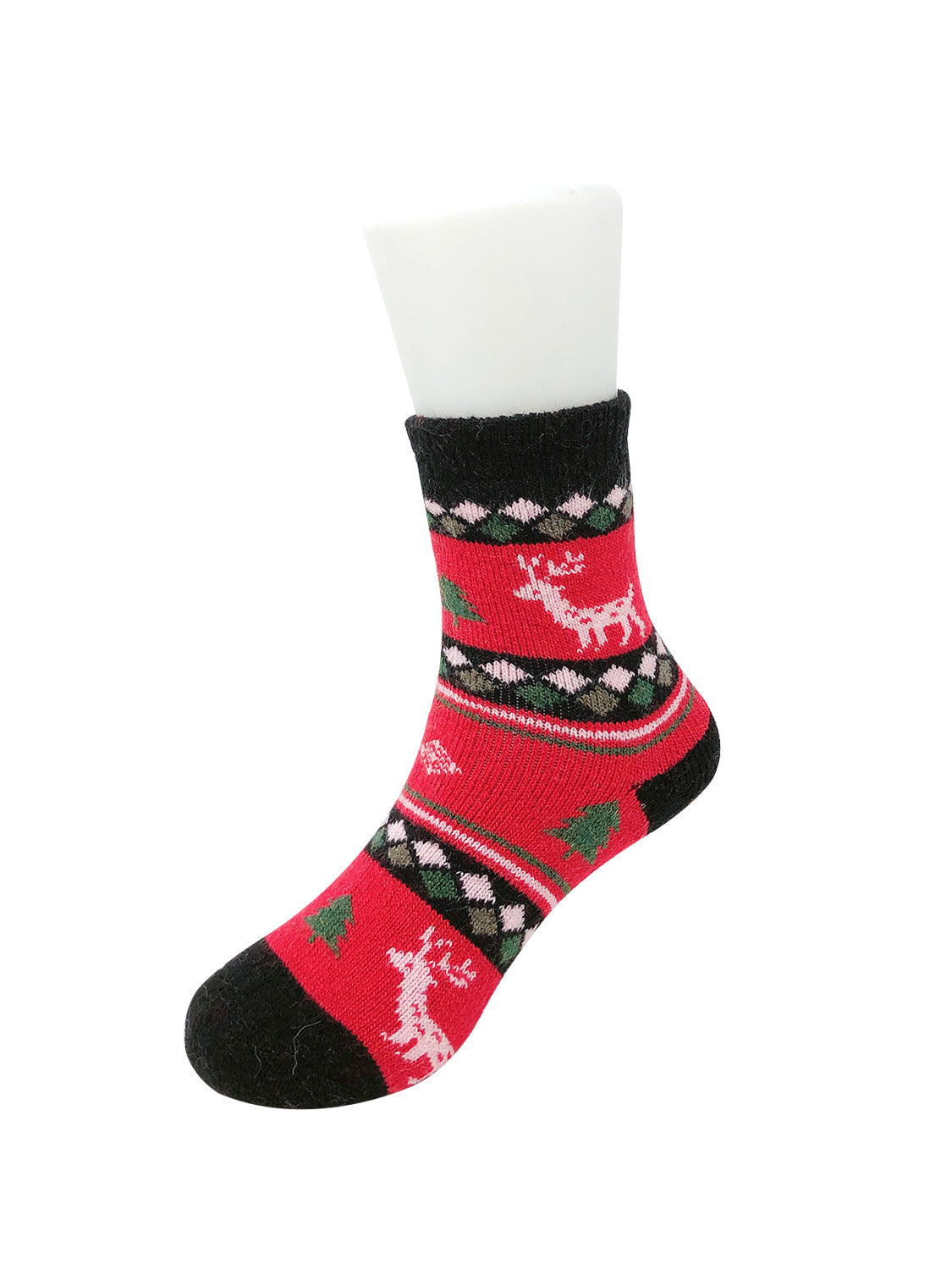 Wrapables Children's Thick Winter Warm Wool Socks (Set of 6), Christmas Reindeer, L