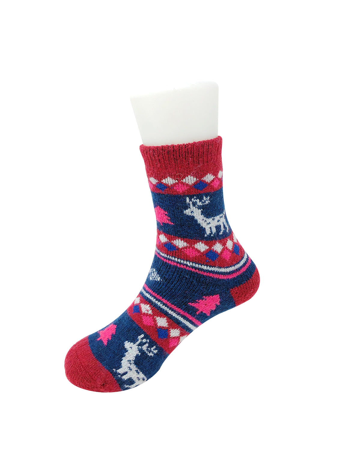 Wrapables Children's Thick Winter Warm Wool Socks (Set of 6), Christmas Reindeer, M