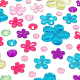 Wrapables Acrylic Self Adhesive Crystal Rhinestone Gem Stickers, Flowers Pink Blue Green