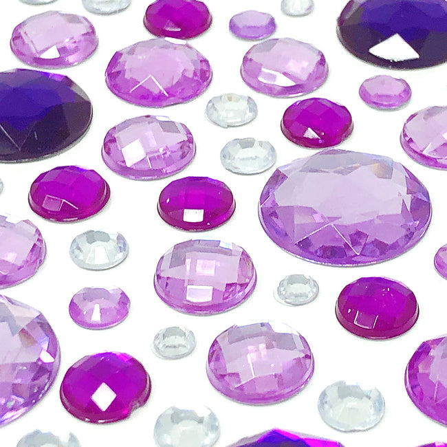 Wrapables Acrylic Self Adhesive Crystal Rhinestone Gem Stickers, Jewel Purples