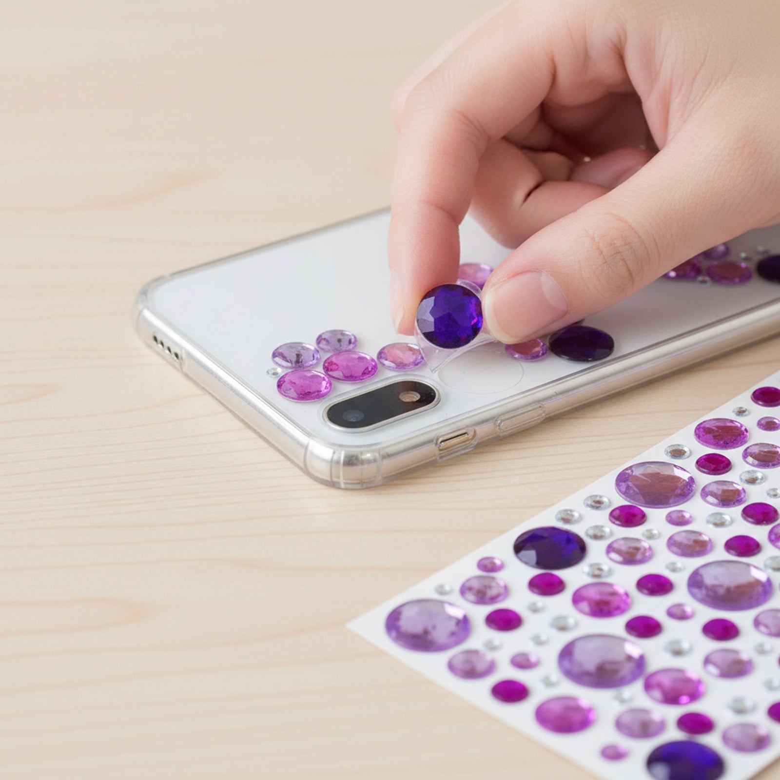 Wrapables Acrylic Self Adhesive Crystal Rhinestone Gem Stickers, Jewel Purples