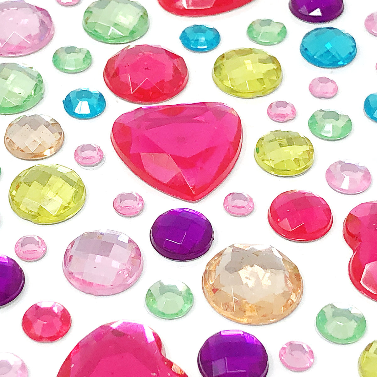 Wrapables Acrylic Self Adhesive Crystal Rhinestone Gem Stickers, Hearts Pink Blue Green