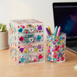 Wrapables Acrylic Self Adhesive Crystal Rhinestone Gem Stickers, Hearts Pink Blue Green