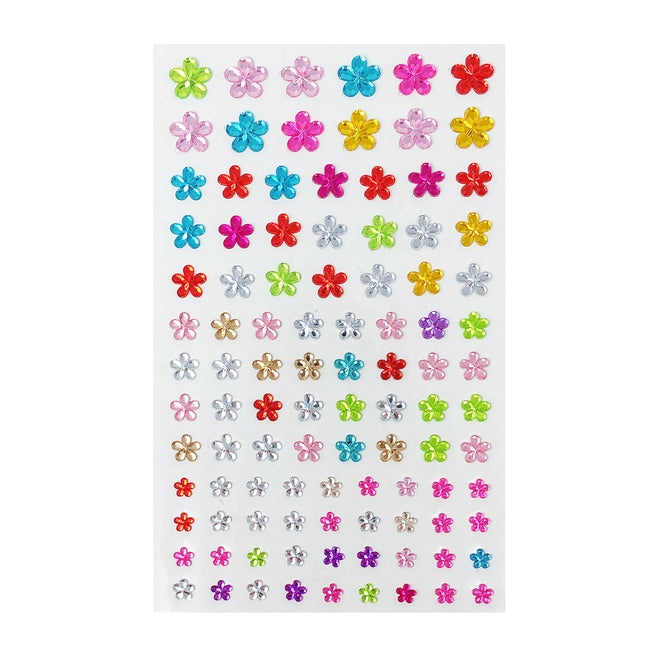 Wrapables Acrylic Self Adhesive Crystal Rhinestone Gem Stickers, Flowers Multicolor