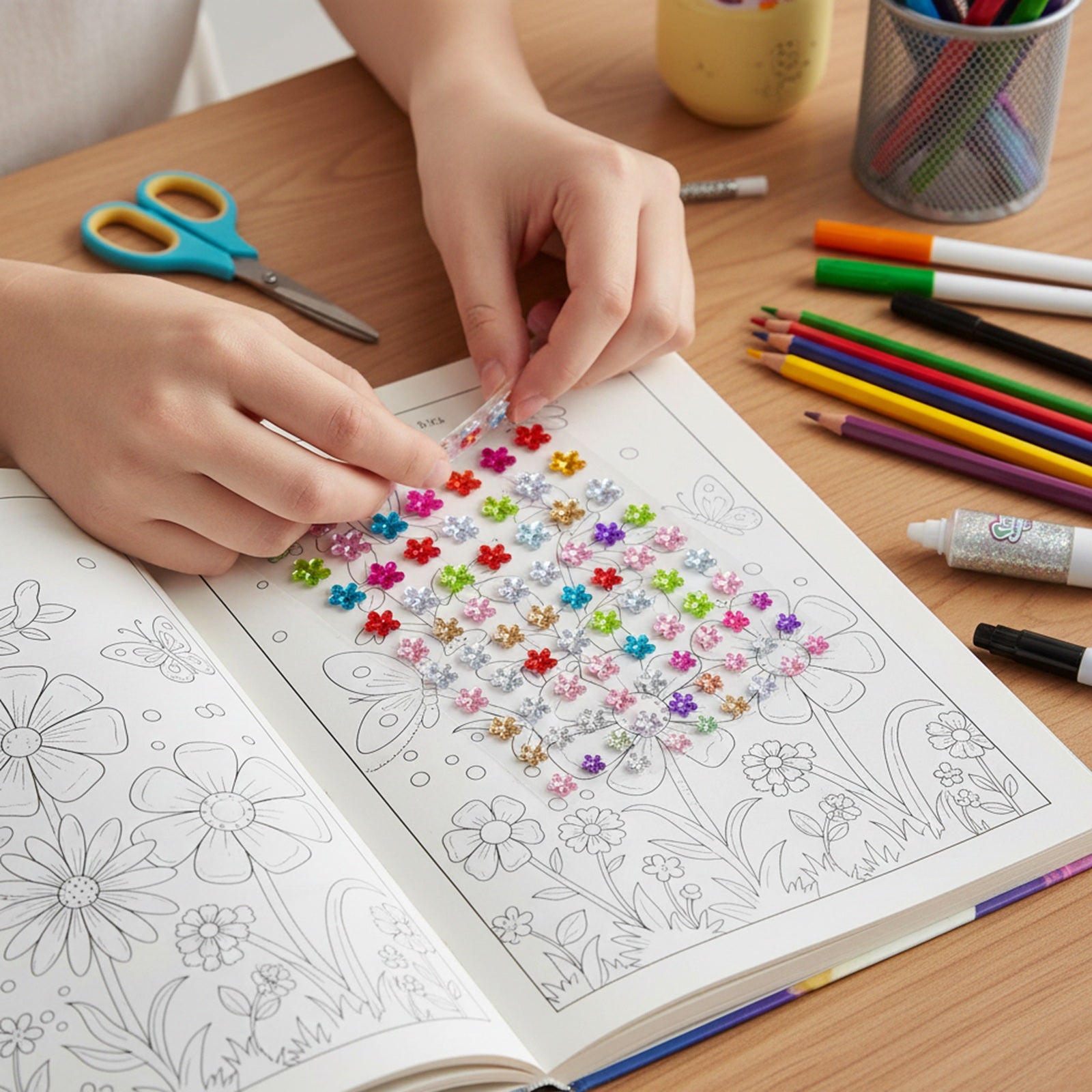 Wrapables Acrylic Self Adhesive Crystal Rhinestone Gem Stickers, Flowers Multicolor