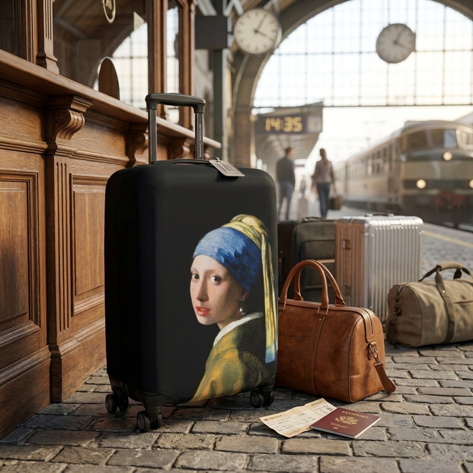 LOQI Museum VERMEER's Girl with a Pearl Earring Luggage Cover M