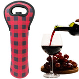 Wrapables Insulated Neoprene Wine Tote, One Bottle, Red Plaid