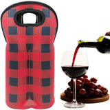 Wrapables Insulated Neoprene Wine Tote,  Two Bottles, Red Checkered