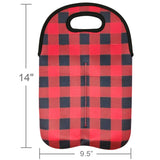 Wrapables Insulated Neoprene Wine Tote,  Two Bottles, Red Checkered