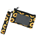 Wrapables Neoprene Mini Wristlet Wallet / Credit Card ID Holder with Lanyard, Sunflowers