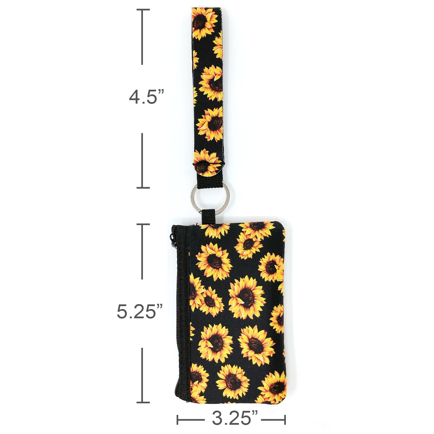 Wrapables Neoprene Mini Wristlet Wallet / Credit Card ID Holder with Lanyard, Sunflowers