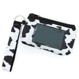 Wrapables Neoprene Mini Wristlet Wallet / Credit Card ID Holder with Lanyard, Cow Print