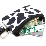 Wrapables Neoprene Mini Wristlet Wallet / Credit Card ID Holder with Lanyard, Cow Print