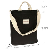 Wrapables Canvas Tote Bag for Women, Casual Cross Body Shoulder Handbag, Black