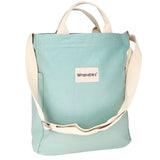 Wrapables Canvas Tote Bag for Women, Casual Cross Body Shoulder Handbag, Sea Foam