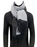 Wrapables Soft Cashmere Feeling Scarf, Large Two-Tone Winter Scarf Wrap Shawl, Black / Gray