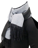 Wrapables Soft Cashmere Feeling Scarf, Large Two-Tone Winter Scarf Wrap Shawl, Black / Gray