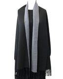 Wrapables Soft Cashmere Feeling Scarf, Large Two-Tone Winter Scarf Wrap Shawl, Black / Gray