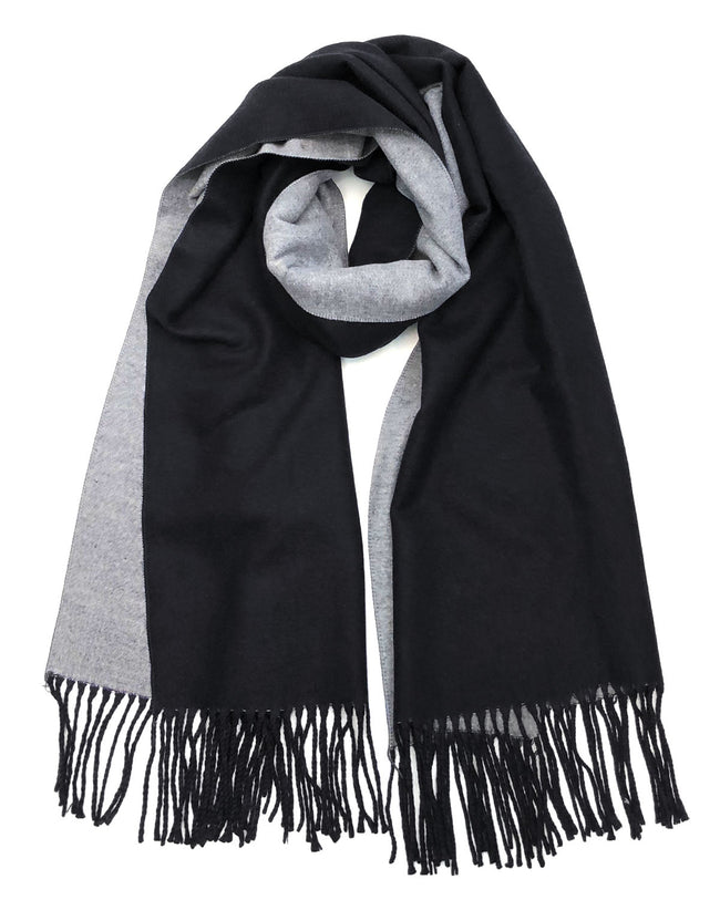 Wrapables Soft Cashmere Feeling Scarf, Large Two-Tone Winter Scarf Wrap Shawl, Black / Gray