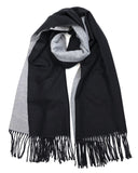 Wrapables Soft Cashmere Feeling Scarf, Large Two-Tone Winter Scarf Wrap Shawl, Black / Gray