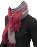 Wrapables Soft Cashmere Feeling Scarf, Large Two-Tone Winter Scarf Wrap Shawl, Wine / Gray