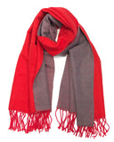 Wrapables Soft Cashmere Feeling Scarf, Large Two-Tone Winter Scarf Wrap Shawl, Red / Gray