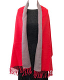 Wrapables Soft Cashmere Feeling Scarf, Large Two-Tone Winter Scarf Wrap Shawl, Red / Gray