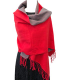 Wrapables Soft Cashmere Feeling Scarf, Large Two-Tone Winter Scarf Wrap Shawl, Red / Gray