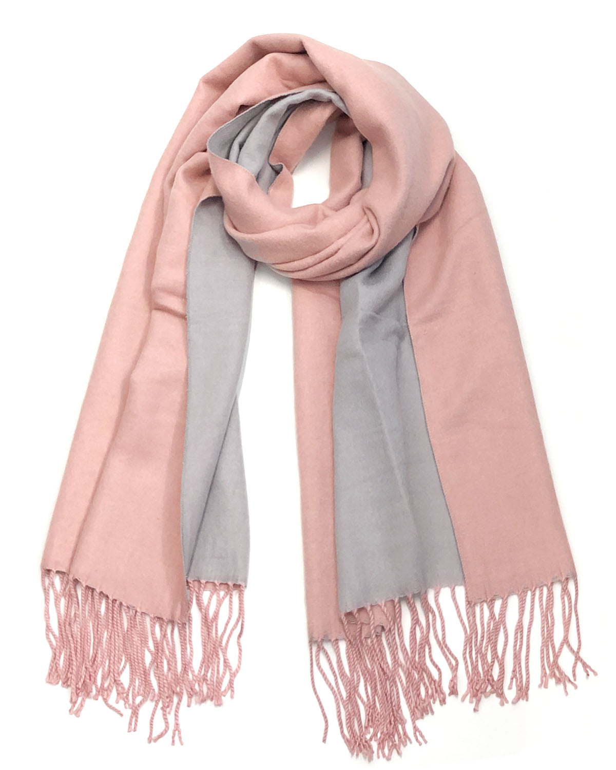 Wrapables Soft Cashmere Feeling Scarf, Large Two-Tone Winter Scarf Wrap Shawl, Pink/Light Gray