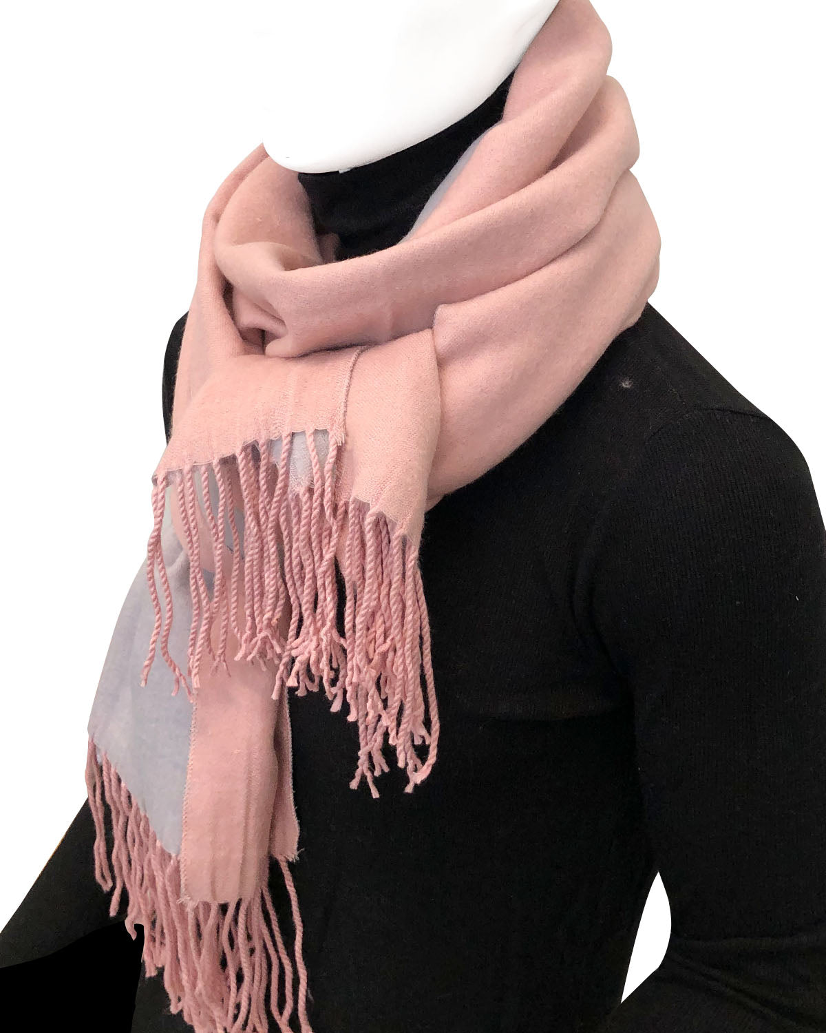 Wrapables Soft Cashmere Feeling Scarf, Large Two-Tone Winter Scarf Wrap Shawl, Pink/Light Gray